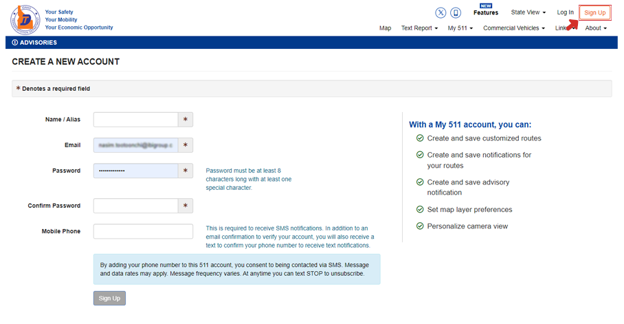 Signing up with Idaho 511